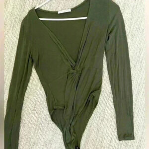Front twist green body suit
